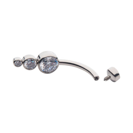 Invictus Titanium Internally Threaded with Bezel Set CZ 3-Drop Cluster Navel Curve