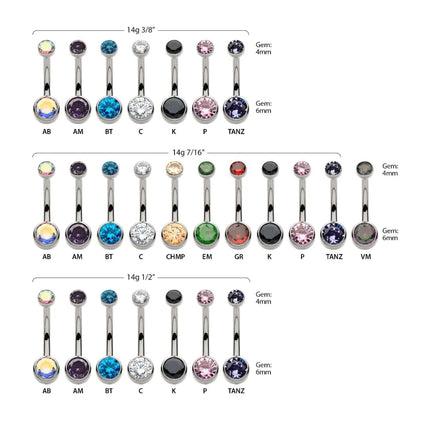 Invictus Titanium Internally Threaded Double Bezel Round with Smooth Rounded Back & Fixed Bottom Navel