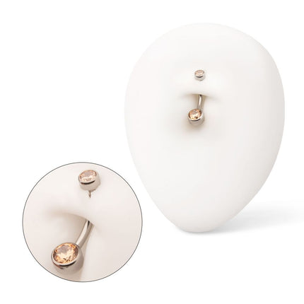 Invictus Titanium Internally Threaded Double Bezel Round with Smooth Rounded Back & Fixed Bottom Navel