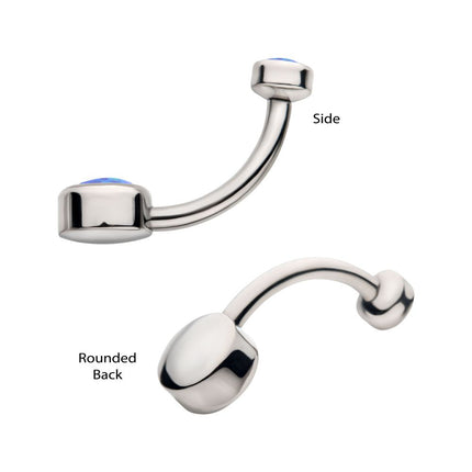 Invictus Titanium Internally Threaded with Bezel Set Double Opal Smooth Rounded Back Navel Curves
