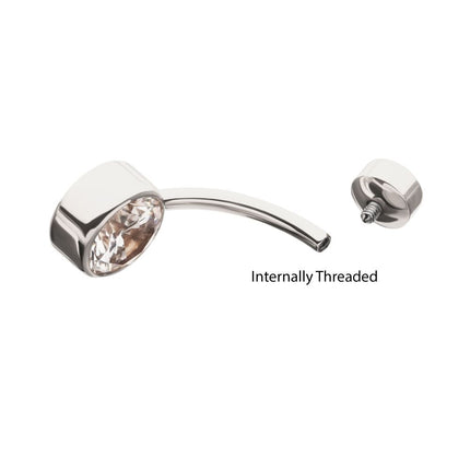 Invictus Titanium Internally Threaded Double Bezel Round with Smooth Rounded Back & Fixed Bottom Navel