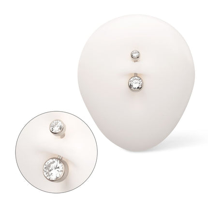 Invictus Titanium Internally Threaded Double Bezel Round with Smooth Rounded Back & Fixed Bottom Navel