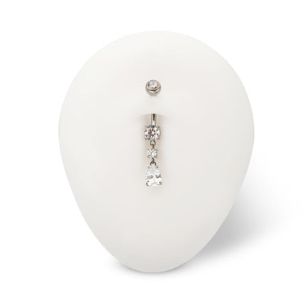 Invictus Titanium Internally Threaded Double Round Prong Set Gem with Teardrop Dangle Navel