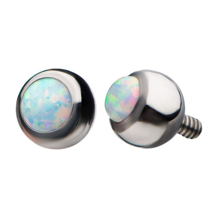 Invictus Titanium Internally Threaded Bezel Set White Opal Ball Top
