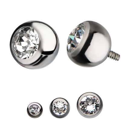 Invictus Titanium Internally Threaded Bezel Set Swarovski Crystal Ball Top