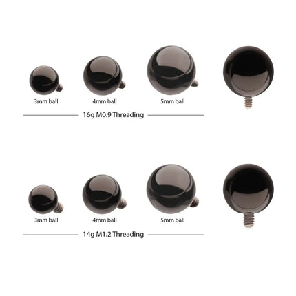 Black PVD Titanium Internally Threaded Ball Top