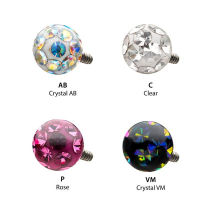 Invictus 16g Titanium Internally Threaded Tiffany Ball Top with Genuine Preciosa Crystals