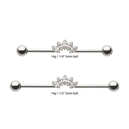 Invictus Titanium Internally Threaded 5 Marquise Gem Cluster with Ball End Industrial Barbell