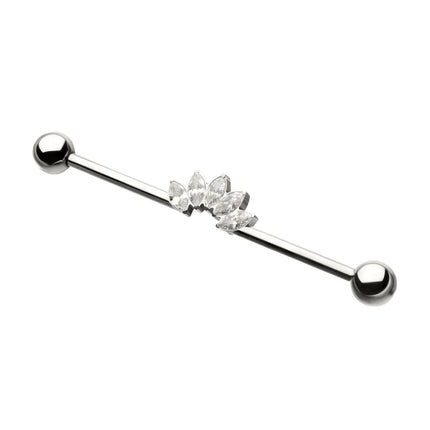 Invictus Titanium Internally Threaded 5 Marquise Gem Cluster with Ball End Industrial Barbell