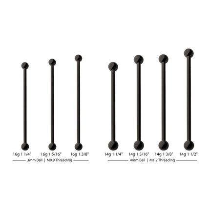 Invictus Black PVD Titanium Internally Threaded Industrial Barbells
