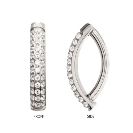 Invictus Titanium Triple Row Pave Gem Navel Clicker