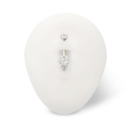 Invictus Titanium Internally Threaded Luxe Drop Heart Gem Fixed Bottom Non-Dangle Navel