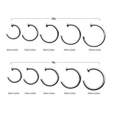 Invictus Titanium Flat Back Half Hoop Nose Ring