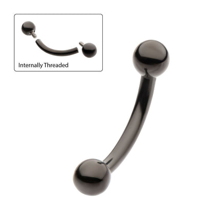 Invictus Black PVD Titanium Internally Threaded Ball End Curved Barbell