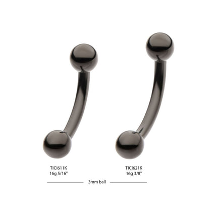 Invictus Black PVD Titanium Internally Threaded Ball End Curved Barbell