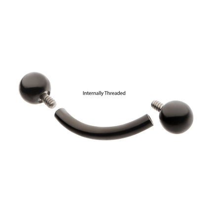 Invictus Black PVD Titanium Internally Threaded Ball End Curved Barbell