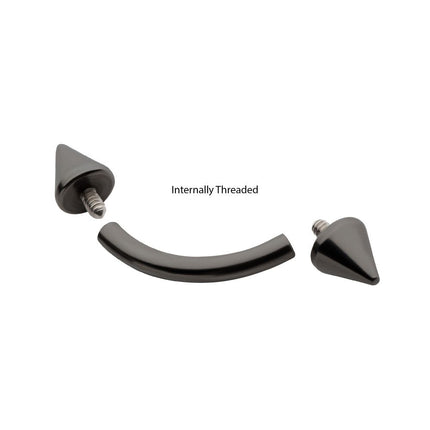 Invictus Black PVD Titanium Internally Threaded Spike End Curved Barbell