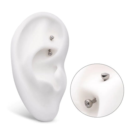 Invictus Titanium Internally Threaded Double Bezel Gem End Curved Barbell