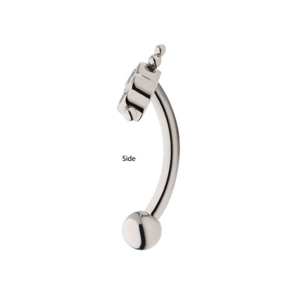 Invictus Titanium Internally Threaded with Tri Bead & 5-Cluster Bezel Set Clear AAA CZ Fixed Top Curved Barbell