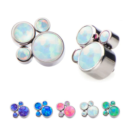 Invictus Titanium Internally Threaded 3-Bezel Set Swarovski Crystal Cluster Tops