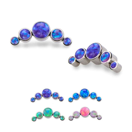 Titanium Internally Threaded 5-Bezel Set Synthetic Opal Cluster Tops