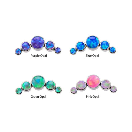 Titanium Internally Threaded 5-Bezel Set Synthetic Opal Cluster Tops