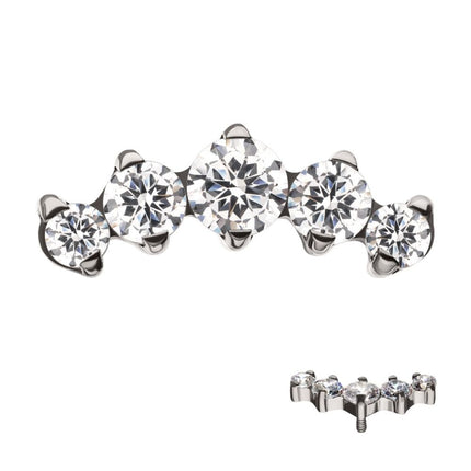 Invictus Titanium Internally Threaded 5-Prong Set CZ/Swarovski Crystal Cluster Tops