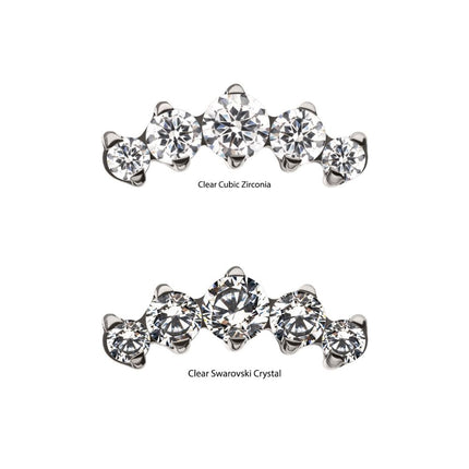 Invictus Titanium Internally Threaded 5-Prong Set CZ/Swarovski Crystal Cluster Tops