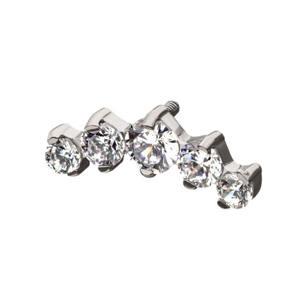 Invictus Titanium Internally Threaded 5-Prong Set CZ/Swarovski Crystal Cluster Tops