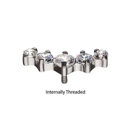 Invictus Titanium Internally Threaded 5-Prong Set CZ/Swarovski Crystal Cluster Tops
