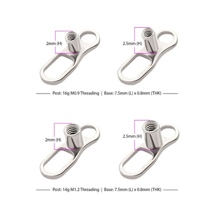 Invictus Titanium Internally Threaded with 2 Hole Dermal Anchor Base