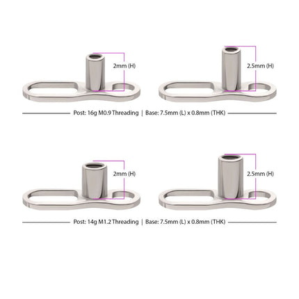 Invictus Titanium Internally Threaded with 2 Hole Dermal Anchor Base