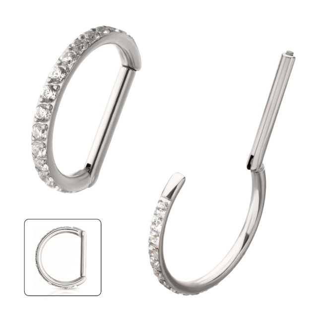 Invictus Titanium D-Ring Clicker with CNC Set Clear CZ Gem