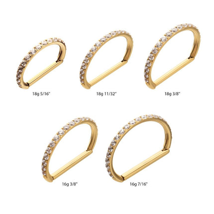 Invictus 24Kt Gold PVD Titanium D-Ring Clicker with CNC Set Clear CZ Gem