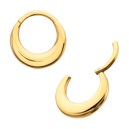 Invictus 24Kt Gold PVD Titanium Sleek Dome Septum Front Facing Hinged Segment Clicker