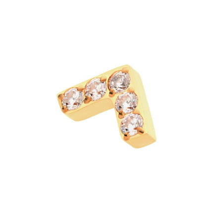 Invictus 24Kt Gold PVD Titanium Internally Threaded Prong Set  5 Round CZ Chevron Shape Top