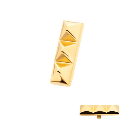 Invictus 24Kt Gold PVD Titanium Internally Threaded 3 Pyramid Stud Top