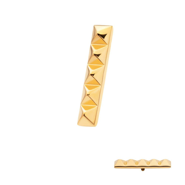 Invictus 24Kt Gold PVD Titanium Internally Threaded 5 Pyramid Stud Top
