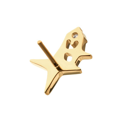 Invictus 24Kt Gold PVD Titanium Threadless Double Celestial Star Top with Prong Set Gem