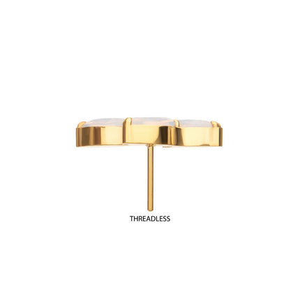 Invictus 24Kt Gold PVD Titanium Threadless Vine Shape Top with 3-Tier Full Opalite Marquise