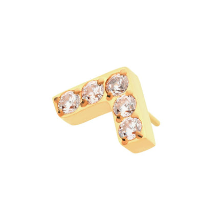 Invictus 24Kt Gold PVD Titanium Threadless Prong Set  5 Round CZ Chevron Shape Top