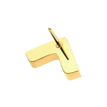 Invictus 24Kt Gold PVD Titanium Threadless Prong Set  5 Round CZ Chevron Shape Top
