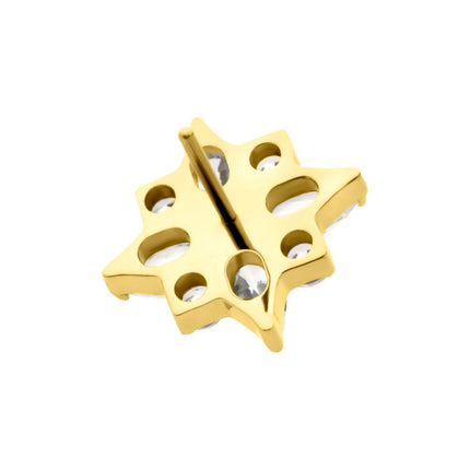 Invictus 24Kt Gold PVD Titanium Threadless with 4 Marquise & 4 Round CZ Flower Shape Top