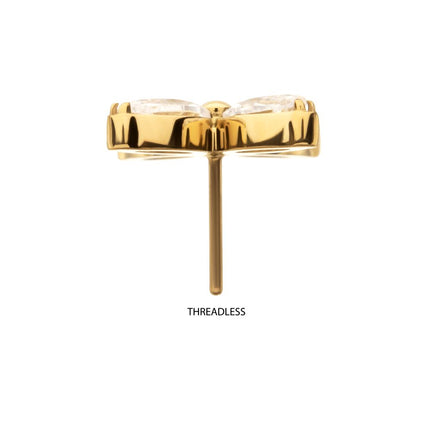 Invictus 24Kt Gold PVD Titanium Threadless 4-Marquise Flower Gem Top