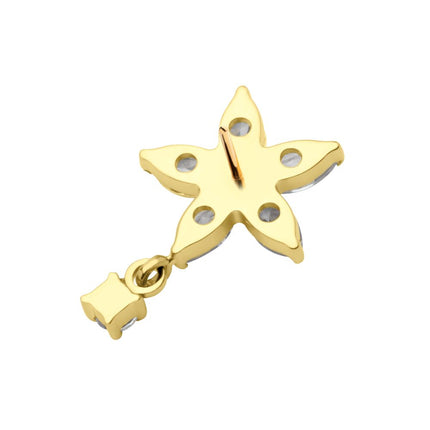 Invictus 24Kt Gold PVD Titanium Threadless 5 Marquise CZ Flower Shape Top with Dangle Prong Set Round CZ