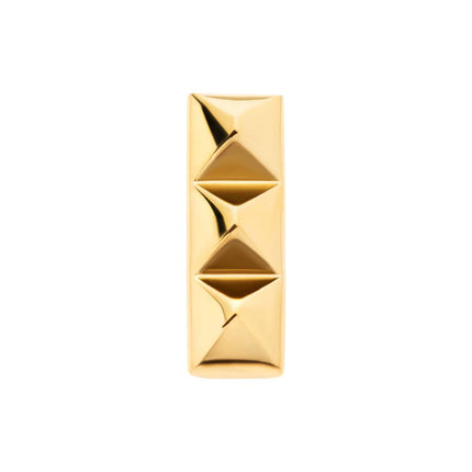 Invictus 24Kt Gold PVD Titanium Threadless 3 Pyramid Stud Top