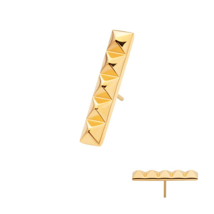 Invictus 24Kt Gold PVD Titanium Threadless 5 Pyramid Stud Top