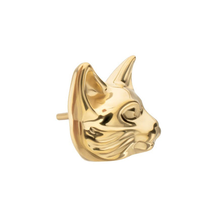 Invictus 24Kt Gold PVD Titanium Threadless Low Profile 3D Cat's Head Top