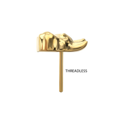 Invictus 24Kt Gold PVD Titanium Threadless Low Profile 3D Cat's Head Top