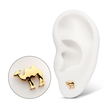 Invictus 24Kt Gold PVD Titanium Threadless Low Profile 3D Camel Top